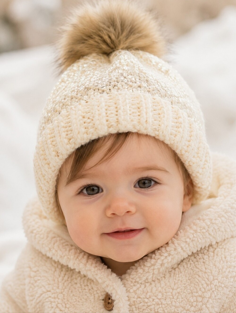 The Blueberry Hill Cozy Knit Beanie with Pom Pom | 6-24M